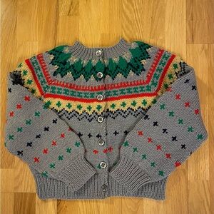 Vintage Hand Knit Cardigan Sweater Small
